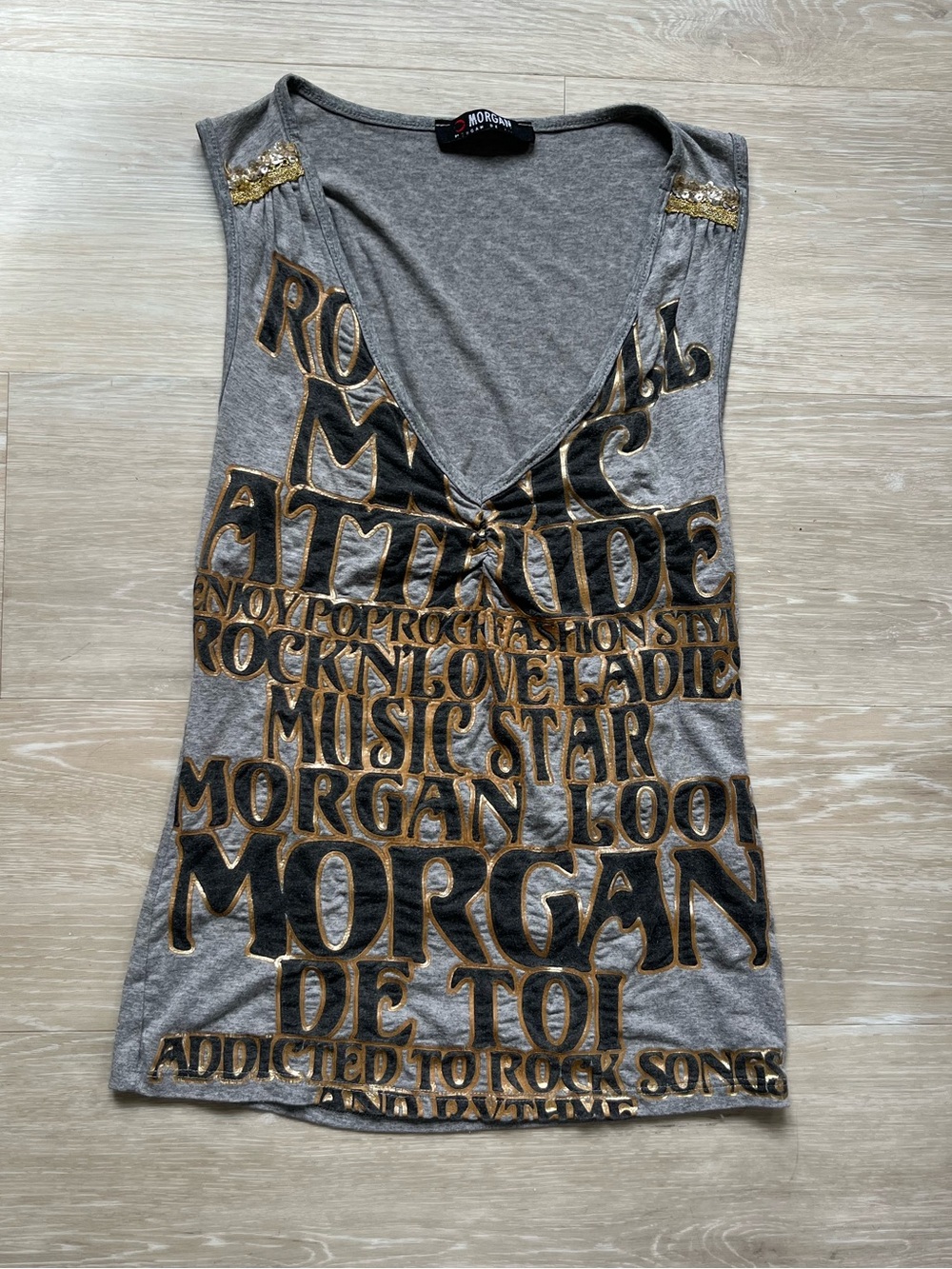 Morgan de Toi Gray Graphic Tank Top